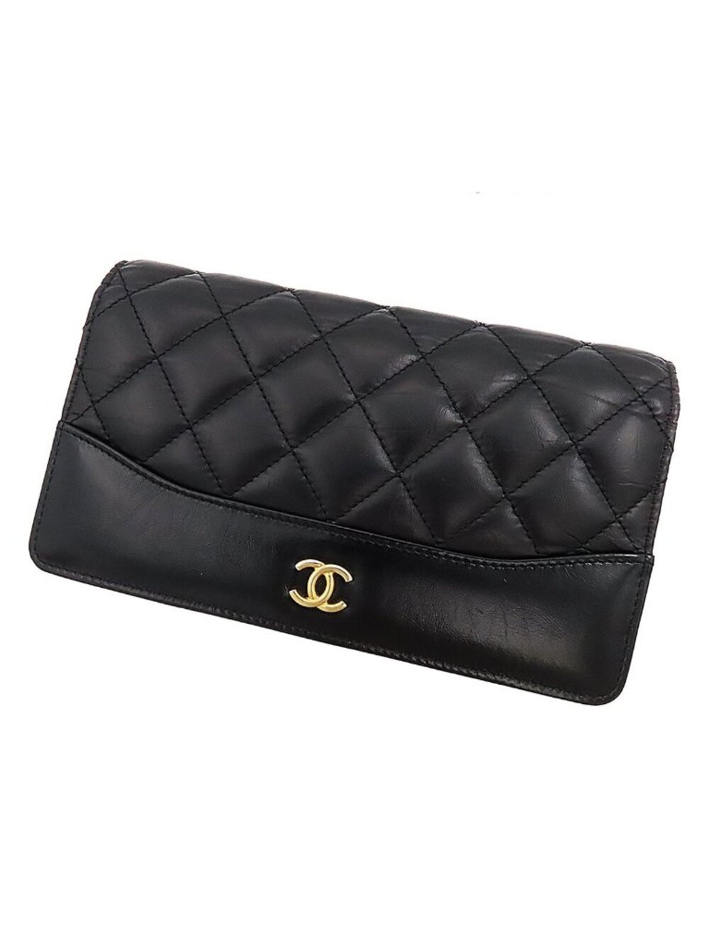 Chanel Bifold Wallet Gabrielle de Chanel Black Gold Lambskin